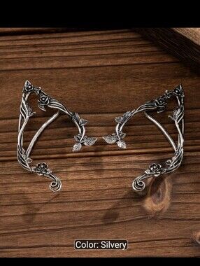 5/$35💐 Ancient Silver Ladies Elf Ear Stud Earrings - Fantasy Accessory